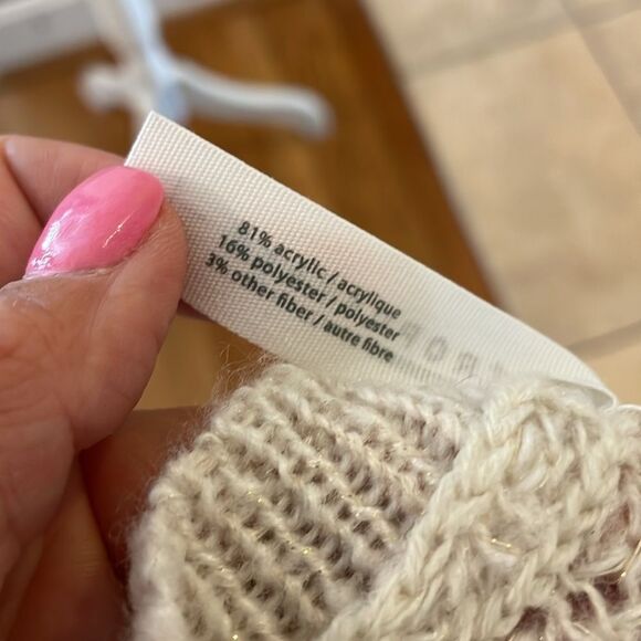 Aeropostale Knit V-Neck Cream Gold Sparkle Sweater - Picture 9 of 9